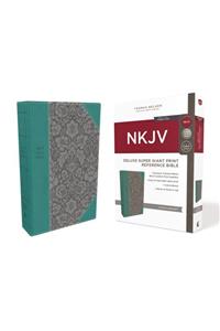 NKJV, Deluxe Reference Bible, Super Giant Print, Imitation Leather, Blue, Red Letter Edition, Comfort Print