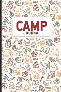 Camp Journal: Trendy Summer Memories Story Writing Paper, Vacation Notebook With Prompts, Draw And Write Journal