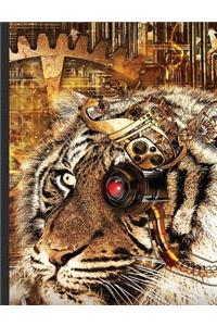 Steampunk Tiger Composition Notebook, Wide Ruled