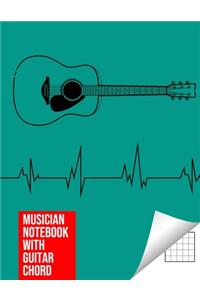 Musician Notebook with Guitar Chord - Guitar/Bass Fretboard Paper Cool Bassist Gift For A Bass Player Notebook guitar chords in Teal color Cover