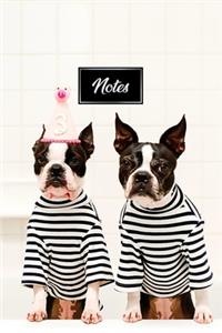 Boston Terrier Dog Pup Puppy Doggie Notebook Bullet Journal Diary Composition Book Notepad - Third Birthday