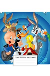 Composition Notebook: Looney Tunes Soft Glossy Cover Wide Ruled Lined Pages Book 7.5 x 9.25 Inches 110 Pages