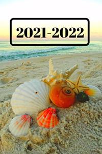 Black & Coral Colored Sea Shells Dated Calendar Planner 2 years To-Do Lists, Tasks, Notes Appointments for Men or Women