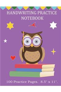 This Handwriting Practice Notebook. 100 Practice Pages. 8.5" x 11"
