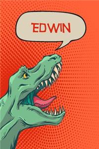 Edwin: Personalized Dino Isometric Dot Paper Notebook 120 Pages 6x9