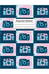 Composition Notebook Navy and Pink Retro 90s Spraypaint Cameras (Composition Notebooks)