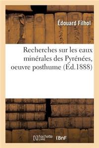 Recherches Sur Les Eaux Minérales Des Pyrénées, Oeuvre Posthume