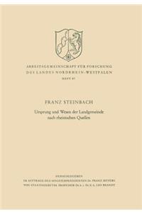 Ursprung und Wesen der Landgemeinde nach rheinischen Quellen