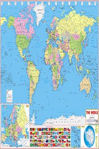 World Political Map : English Language (70 X 100 cm) Laminated Both Sides with Double Sided Tape
