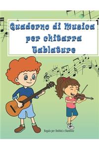 Quaderno di Musica per chitarra Tablature: Quaderno per bambini e bambine,7 Griglie per Accordi - Formato Grande A4-110 Pagine.