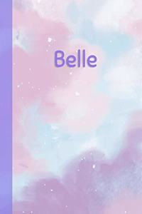 Belle: Personalized Composition Notebook - College Ruled (Lined) Exercise Book for School Notes, Assignments, Homework, Essay Writing. Pink Blue Purple Cov