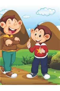 Monkeys Hiking in the Mountains - Blank Lined Notebook