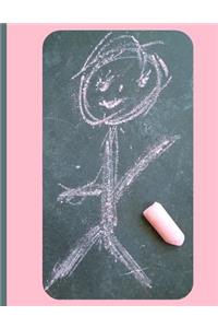 Stick Figure Drawing with Pink Chalk on Sidewalk