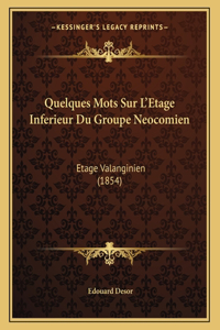 Quelques Mots Sur L'Etage Inferieur Du Groupe Neocomien