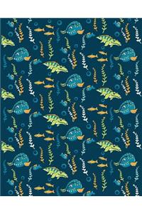 Sketchbook: Dinosaur Fish 8x10 - Blank Journal with No Lines - Journal Notebook with Unlined Pages for Drawing and Writing on Blank Paper