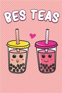 Bes Teas Cute Kawaii Bubble Tea Lovers Gift: Blank Ruled Line Notebook Journal for Students and Teachers