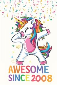 Awesome Since 2008 Notebook Dabbing Unicorn Birthday Gift