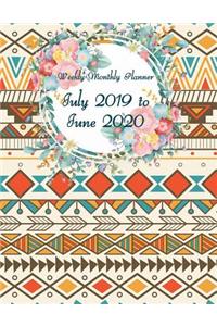 Weekly Monthly Planner July 2019 to June 2020