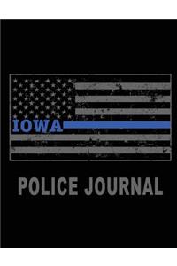 Iowa Police Journal: Iowa Thin Blue Line Police Flag Police Field Interview Notebook 8.5x11