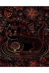 Bullet Journal Notebook Cute Cat in Flowers Pattern 4