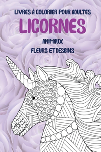Livres à colorier pour adultes - Fleurs et Desgins - Animaux - Licornes