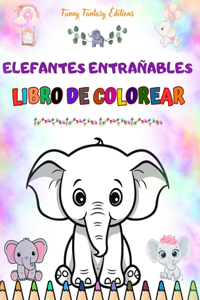 Elefantes entrañables Libro de colorear para niños Simpáticas escenas de adorables elefantes y sus amigos