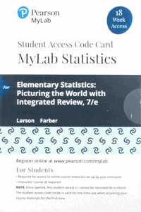 Mylab Statistics with Pearson Etext -- 18 Week Standalone Access Card -- For Elementary Statistics