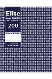 Elite Composition Notebook, Wide Ruled 8 x 10 Inch, Large 100 Sheet, Blue Cover