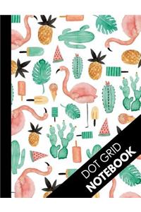 Dot Grid Notebook: Watercolor Pink Flamingo Cactus Dot Grid Journal: Large Dotted Paper Book ( Bullet Grid Notebook )