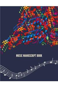 Music Manuscript Book: Blank Sheet Music Composition Manuscript, Large 106 pages, 12 Staffs Per Paper, for Musicians, Bands, Teachers and Students