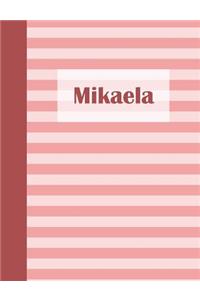 Mikaela: Personalized Composition Book School Notebook, College Ruled (Lined) Journal, Pastel Pink Stripe Pattern with First Name