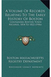 Volume Of Records Relating To The Early History Of Boston