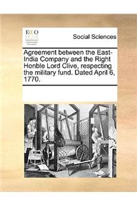 Agreement between the East-India Company and the Right Honble Lord Clive, respecting the military fund. Dated April 6, 1770.