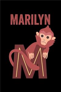 Marilyn: Journal (Diary, Notebook) Personalized Custom Name Alphabet Monkey Birthday Gift for Girls