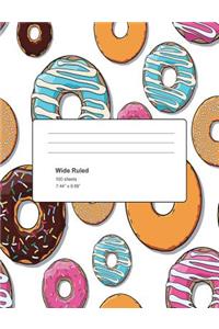 Wide Ruled 100 Sheets 7.44 X 9.69: Donut Composition Book