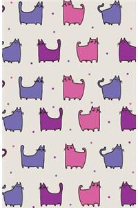 Journal Notebook For Cat Lovers - Funny Cat Pattern Purple Rain