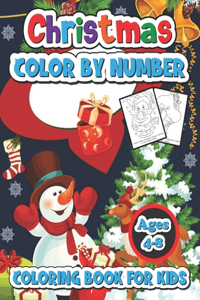 Christmas color by number coloring book for kids ages 4-8
