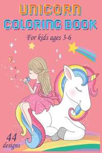UNICORN COLORING BOOK FOR KIDS AGES 3-6 44 designs