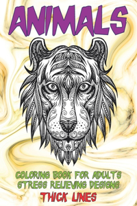 Coloring Book for Adults Stress Relieving Designs - Animals - Thick Lines