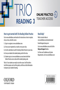 Trio Reading 3 Teacher Online Practice Access Code Card