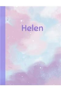 Helen: Personalized Composition Notebook - College Ruled (Lined) Exercise Book for School Notes, Assignments, Homework, Essay Writing. Pink Blue Purple Cov