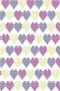 Stitched hearts in violet purple and gold