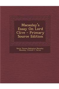 Macaulay's Essay on Lord Clive