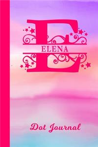 Elena Dot Journal: Personalized Custom First Name Personal Dotted Bullet Grid Writing Diary - Cute Pink & Purple Watercolor Cover - Daily Journaling for Journalists & 