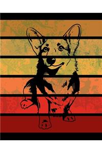 Welsh Corgi Retro Stripes Notebook