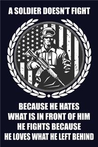 A Soldier Doesn't Fight Because He Hates What Is In Front Of Him He Fights Because He Loves What He Left Behind