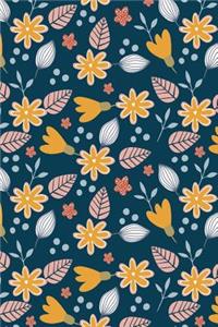 Bullet Journal Notebook Leafy Pattern on Blue