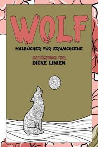 Malbücher für Erwachsene - Dicke Linien - Entzückendes Tier - Wolf