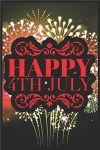 Happy 4th July: A5 notebook blank as a present Happy fourth of July Independence Day american journal book