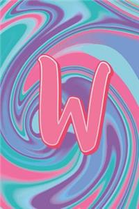 W: Letter W Monogram Initials Pastel Tie Dye Notebook & Journal